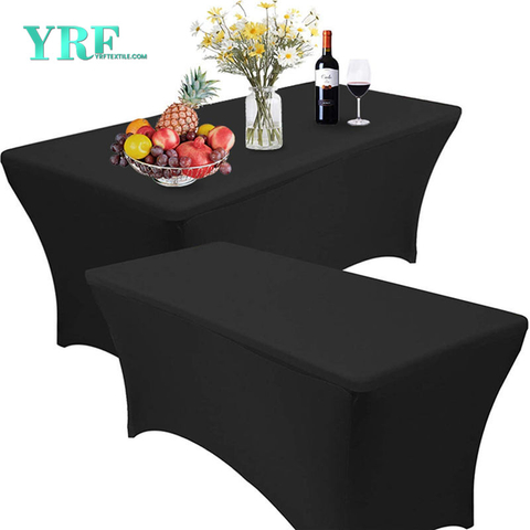 Khăn trải bàn Spandex được trang bị thuôn dài Màu đen 6ft Polyester nguyên chất không có nếp nhăn cho bàn gấp