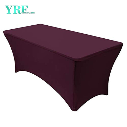 Khăn trải bàn vải thun có trang bị hình chữ nhật Màu đỏ rượu vang 8ft Polyester nguyên chất không có nếp nhăn cho bàn gấp